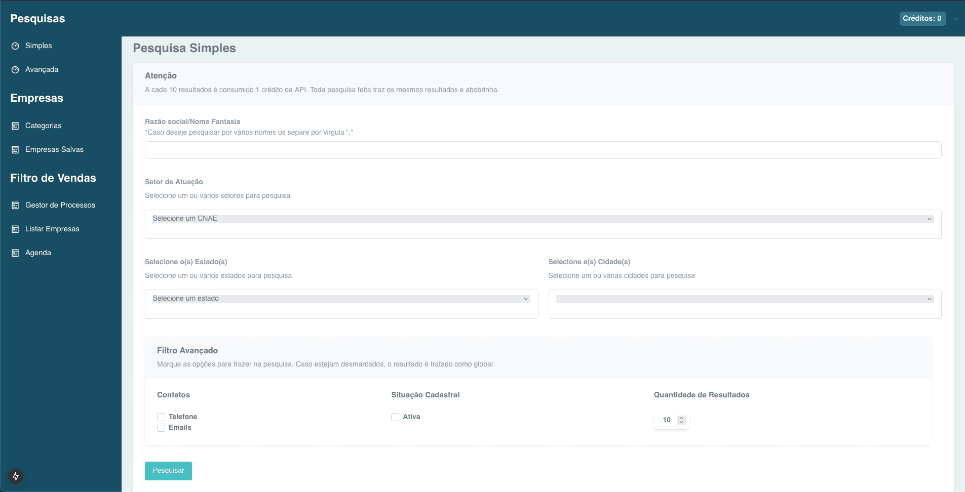 WebApp de consulta de empresas - Consultando Empresas